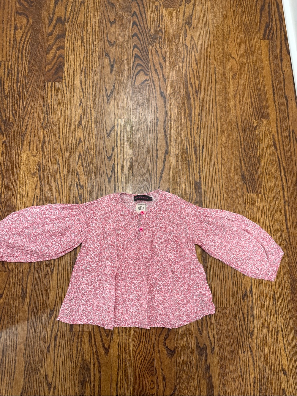 Antik Batik Pink Floral Peasant Blouse for Girls